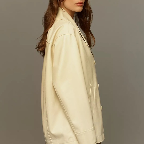 Anthropologie Maeve Faux-Leather Cocoon Blazer Jacket - Picture 6 of 6